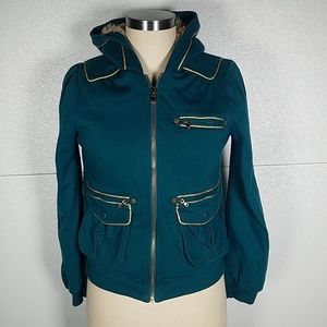 Marc by Marc Jacobs Green Jersey Sherpa Fur Hood S